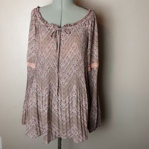 Knox rose prairie pleated blush blouse